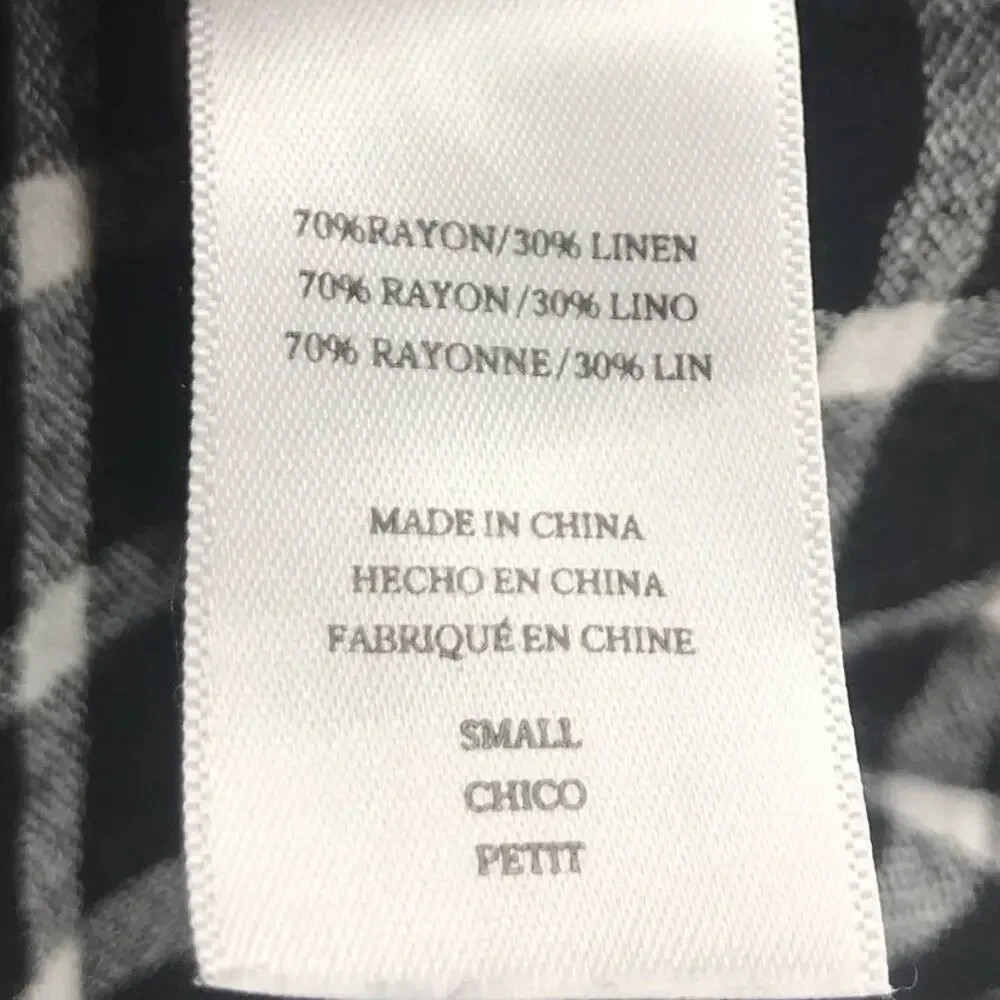 Rails Celeste Onyx Plaid White Check Linen Blouse